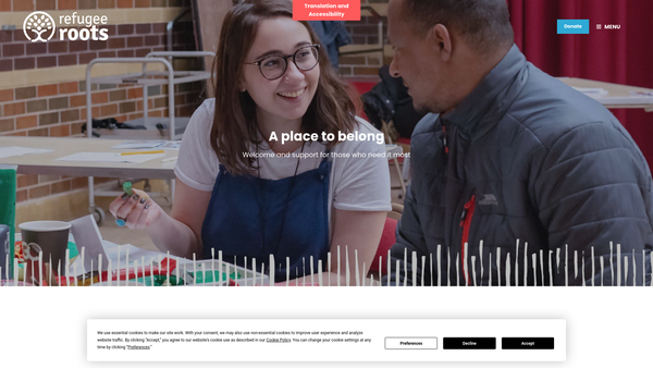Screenshot of the Refugee Roots website
