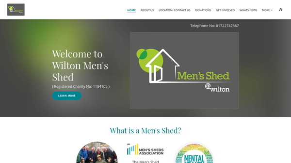 Screenshot of the Wilton Mens Shed website