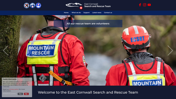 Screenshot of the East Cornwall Search & Rescue Team website