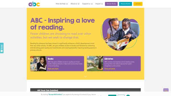 Screenshot of the ABC Book Club website