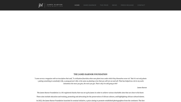 Screenshot of the The James Barnor Foundation website