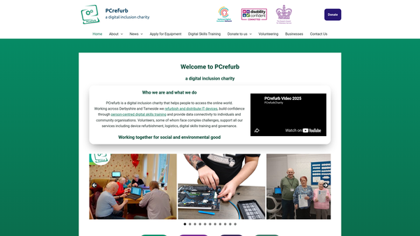 Screenshot of the Pcrefurb website