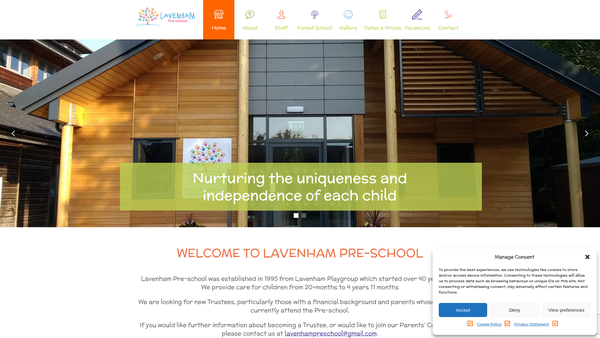 Screenshot of the Lavenham Preschool website