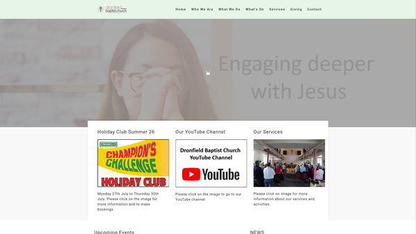 Screenshot of the Dronfield Baptist Church website