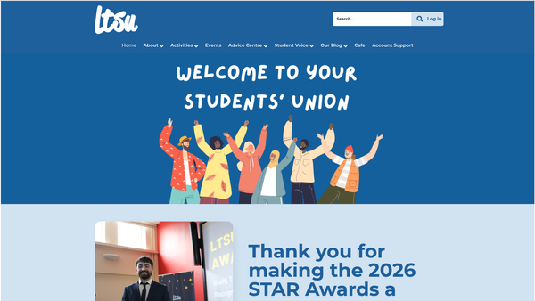 Screenshot of the Leeds Trinity Students Union website