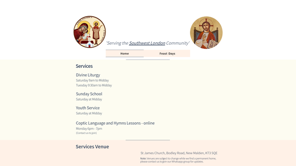 Screenshot of the Saint Mary And Saint Mina Coptic Orthodox Church website