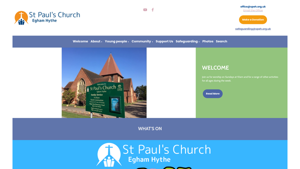 Screenshot of the The Parochial Church Council Of The Ecclesiastical Parish Of St Paul, Egham Hythe website