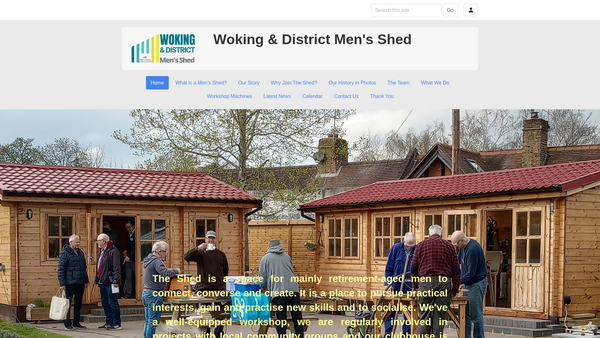 Screenshot of the Woking & District Men's Shed website