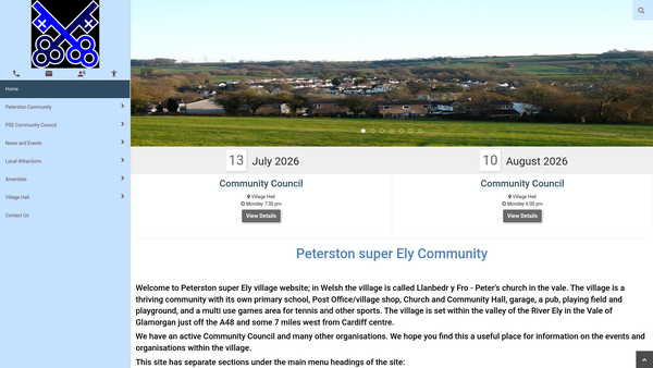 Screenshot of the Peterston Church And Community Hall website