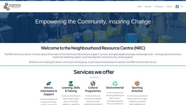 Screenshot of the Neighbourhood Resource Centre website