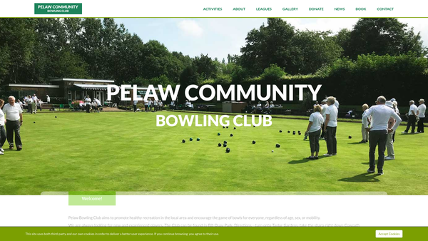 Screenshot of the Pelaw Community Bowling Club website