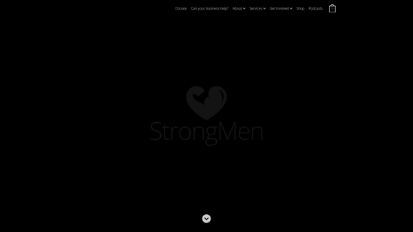 Screenshot of the Strongmen Charitable Incorporated Organisation website