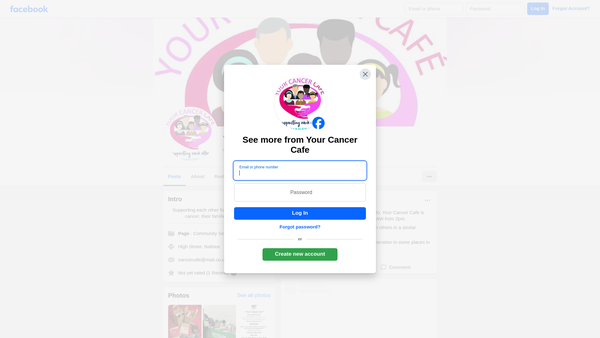 Screenshot of the Your Cancer CAFÉ, Nailsea website