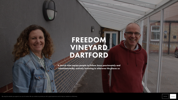 Screenshot of the Freedom Vineyard Dartford website