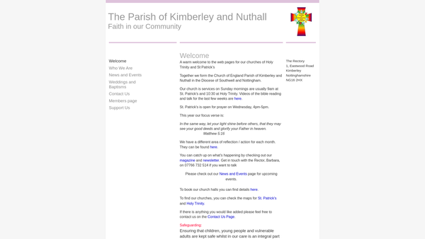 Screenshot of the The Parochial Church Council Of The Ecclesiastical Parish Of Kimberley And Nuthall website