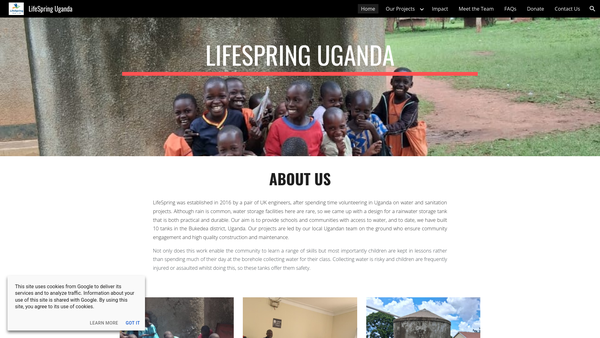 Screenshot of the Lifespring Uganda website