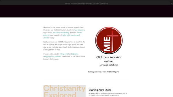 Screenshot of the The Parochial Church Council Of The Ecclesiastical Parish Of Ipswich St John The Baptist With St Andrew website