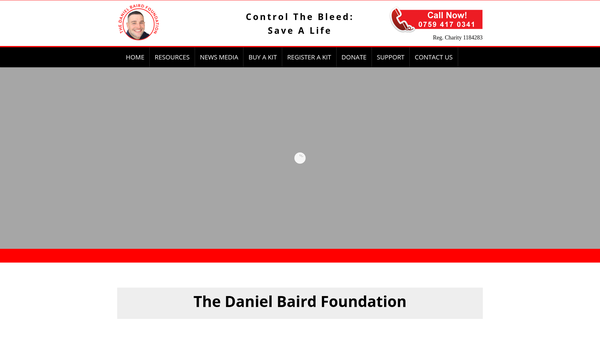 Screenshot of the The Daniel Baird Foundation website