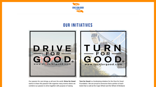 Screenshot of the Give For Good Foundation website