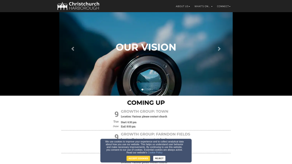 Screenshot of the Christchurch Market Harborough website