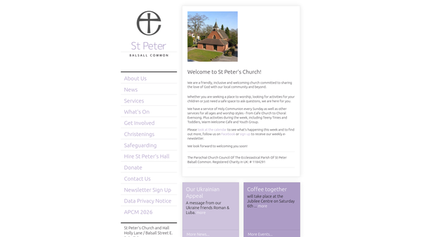 Screenshot of the The Parochial Church Council Of The Ecclesiastical Parish Of St Peter Balsall Common website
