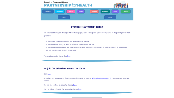 Screenshot of the Friends Of Davenport House website