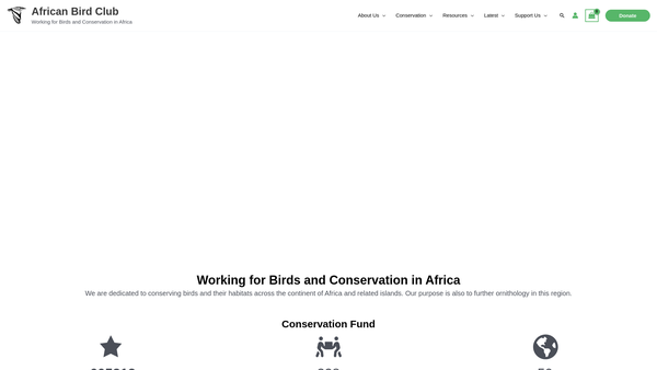 Screenshot of the African Bird Club website