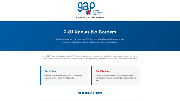 Screenshot of the Global Association For Pku website