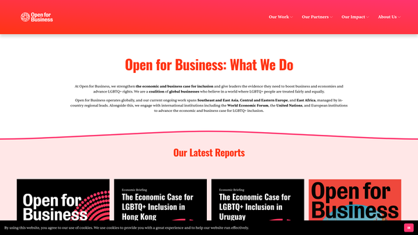 Screenshot of the Open For Business Limited website