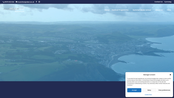 Screenshot of the Aberystwyth Musicfest Limited website