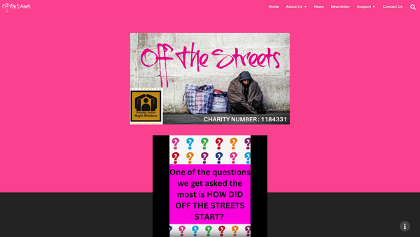 Screenshot of the Off The Streets website