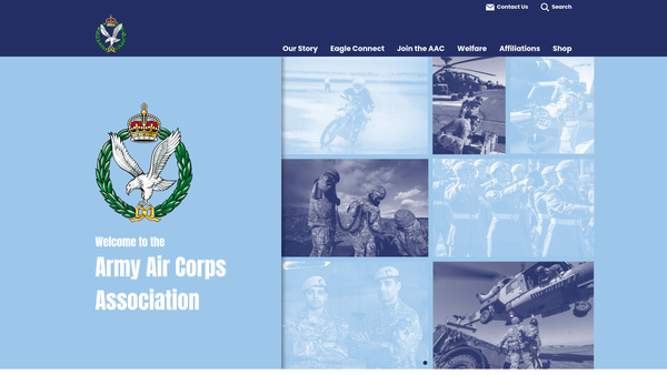 Screenshot of the Army Air Corps Charity website