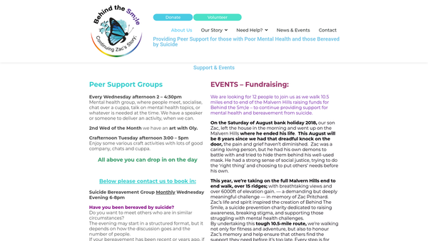 Screenshot of the Behind The Smile website