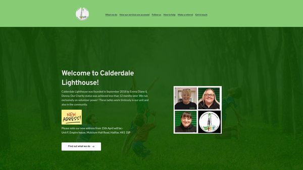 Screenshot of the Calderdale Lighthouse website