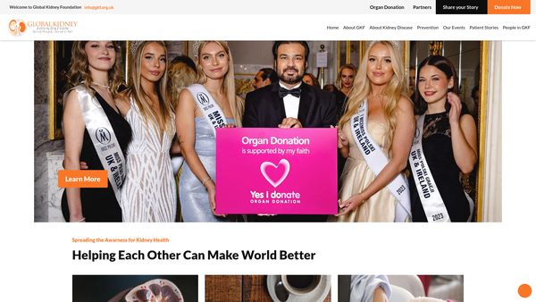 Screenshot of the Global Kidney Foundation website