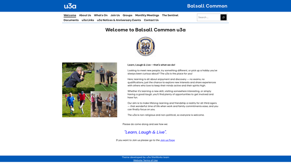 Screenshot of the Balsall Common U3A website