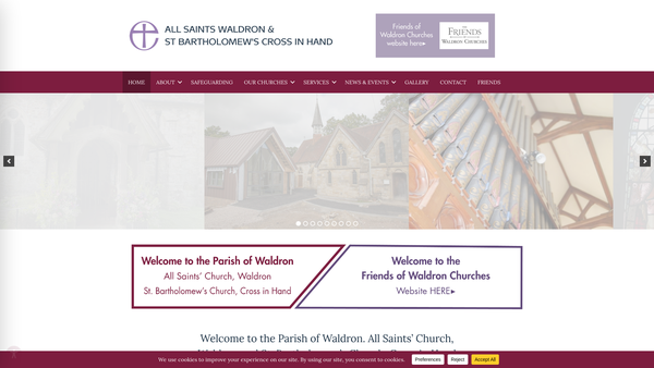 Screenshot of the The Parochial Church Council Of The Ecclesiastical Parish Of All Saints, Waldron & St Bartholomew's, Cross In Hand website