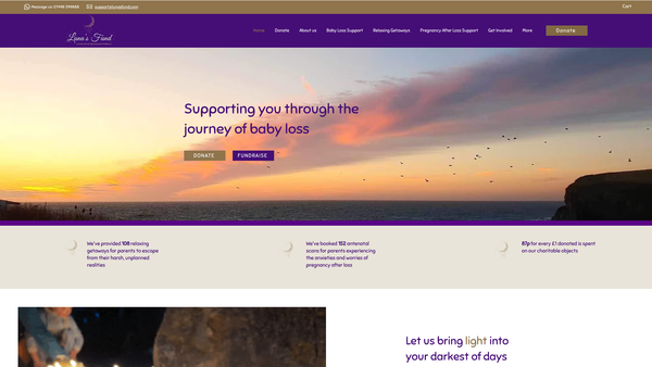 Screenshot of the Luna's Fund website