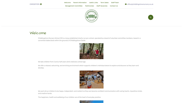 Screenshot of the Chiddingstone Nursery School Charitable Incorporated Organisation website