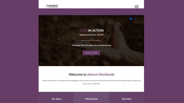 Screenshot of the Advent Worldwide website