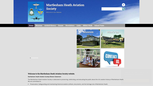 Screenshot of the Martlesham Heath Aviation Society website