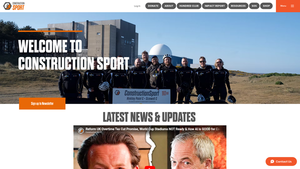 Screenshot of the Construction Sport Foundation website