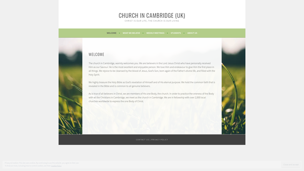 Screenshot of the Ecclesia In Cambridge website