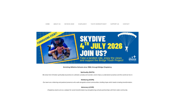 Screenshot of the The Bridge Youth Project website