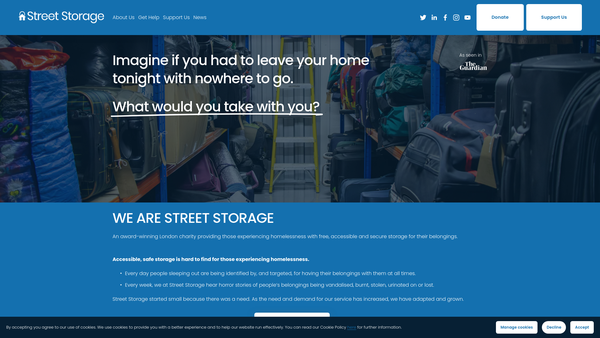 Screenshot of the Street Storage website