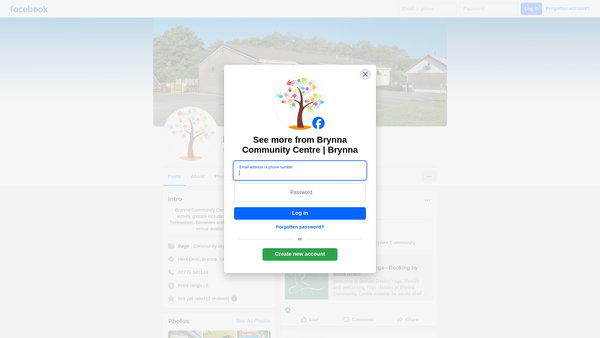 Screenshot of the Brynna Community Centre website