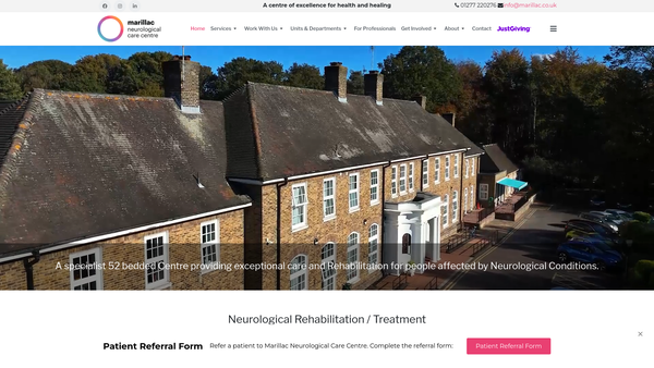 Screenshot of the Marillac Neurological Care Centre website