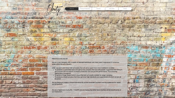 Screenshot of the Unity Productions website