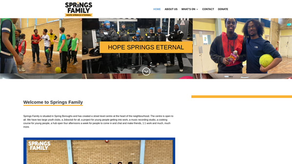 Screenshot of the Springs Family Centre website