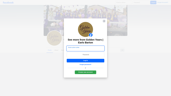 Screenshot of the Golden Years (Northamptonshire) website